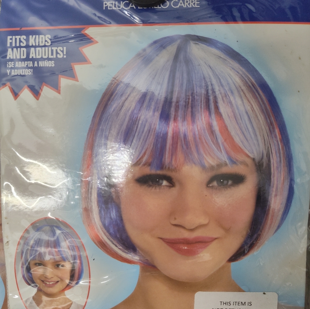 - Red white and blue Bob wig